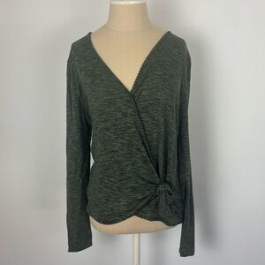 Ivory Wrap Sweater Green Black Tie Small